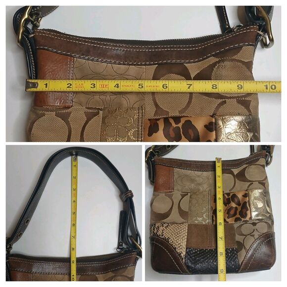Vtg Coach Patchwork Hobo Bag Brown Leather Suede Animal Print Signature Print - Picture 16 of 16